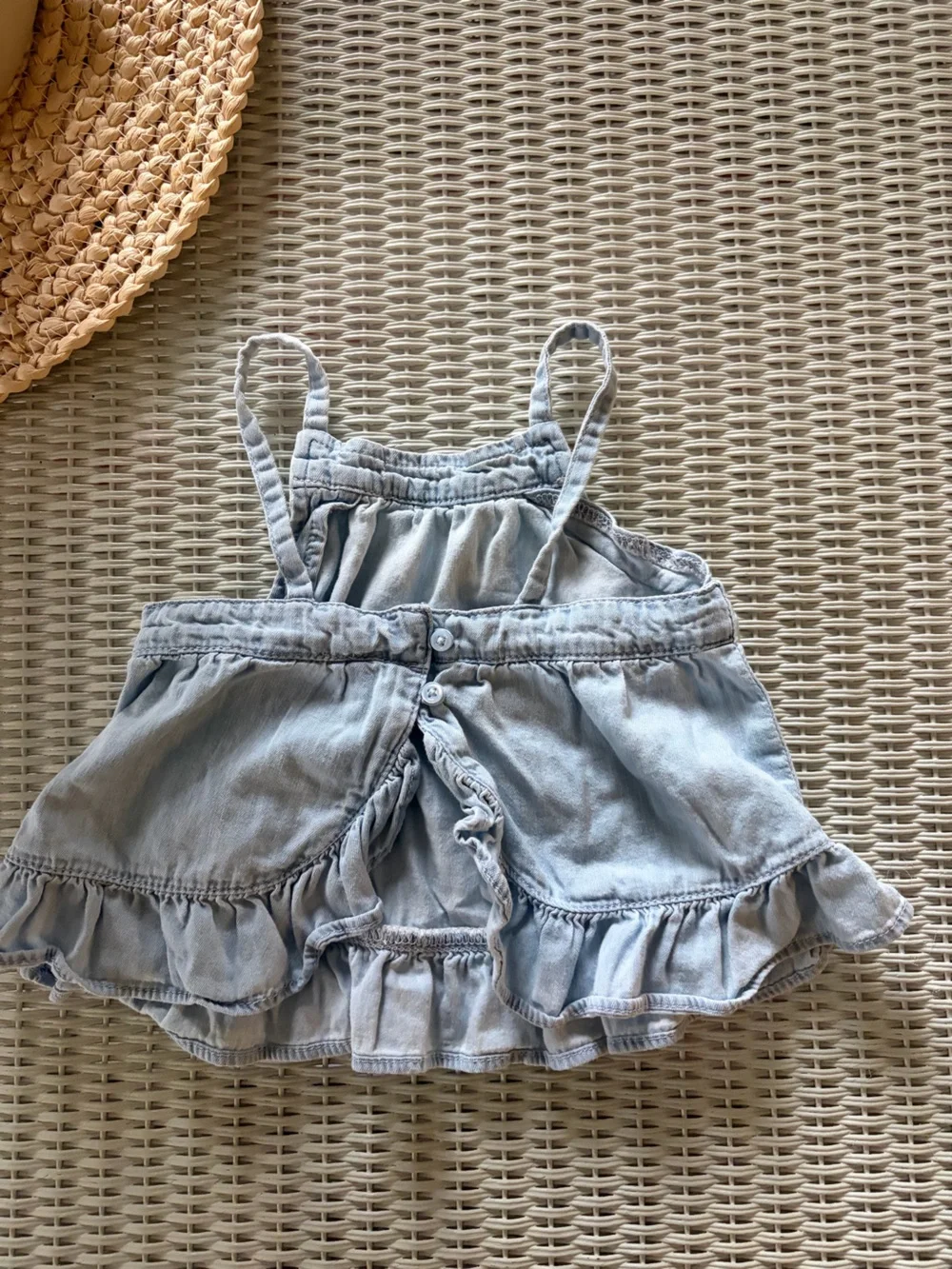 GAP Light Blue Denim Ruffle Romper Top